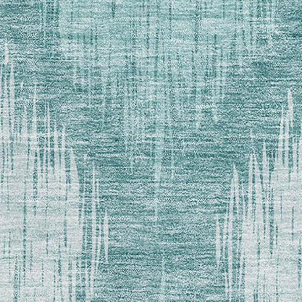 HomeRoots 10' X 14' Teal & Ivory Ikat Area Rug - Washable, UV-Protected, Stylish & Stain-Resistant Design! 667557