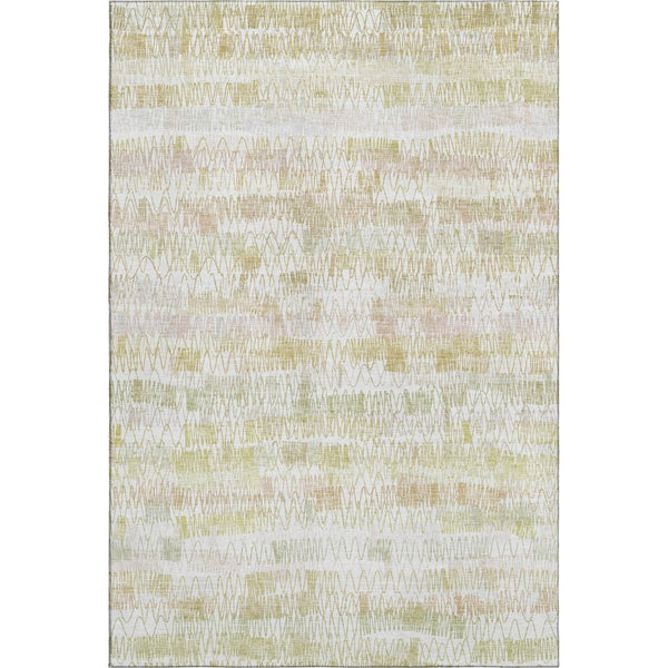 HomeRoots 5' X 8' Striped Gold and Ivory Area Rug - Washable, UV-Protected, Stain-Resistant for Style & Durability 667559