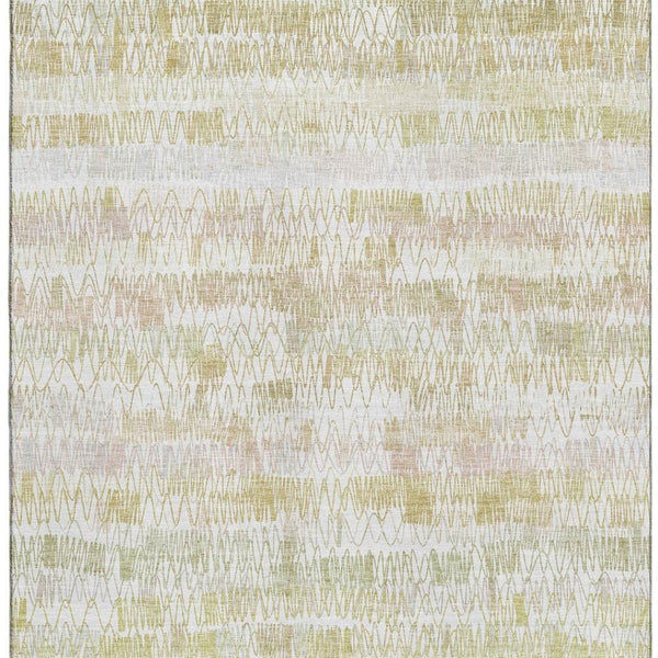 HomeRoots 5' X 8' Striped Gold and Ivory Area Rug - Washable, UV-Protected, Stain-Resistant for Style & Durability 667559