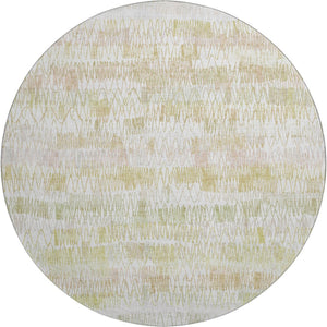 HomeRoots 8' Gold And Ivory Striped Washable Round Rug – UV Resistant, Durable, Stylish for Any Space! 667560