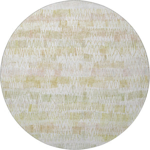 HomeRoots 8' Gold And Ivory Striped Washable Round Rug – UV Resistant, Durable, Stylish for Any Space! 667560