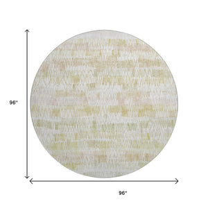 HomeRoots 8' Gold And Ivory Striped Washable Round Rug – UV Resistant, Durable, Stylish for Any Space! 667560