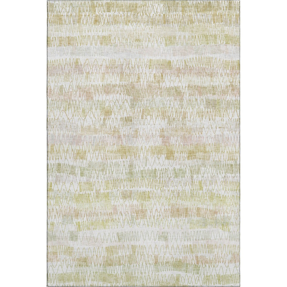 HomeRoots 8' X 10' Gold And Ivory Striped Area Rug - Washable, UV Protected, Stain Resistant for Active Homes 667561