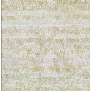 HomeRoots 8' X 10' Gold And Ivory Striped Area Rug - Washable, UV Protected, Stain Resistant for Active Homes 667561