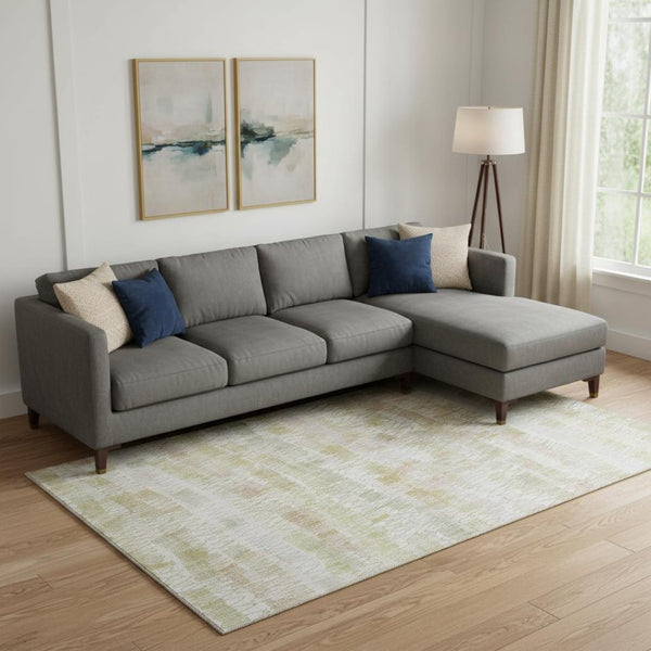 HomeRoots 10' Gold and Ivory Striped Washable Area Rug - Durable, UV-Protected, Stylish for Busy Homes 667563
