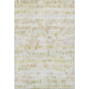 HomeRoots 10' Gold and Ivory Striped Washable Area Rug - Durable, UV-Protected, Stylish for Busy Homes 667563