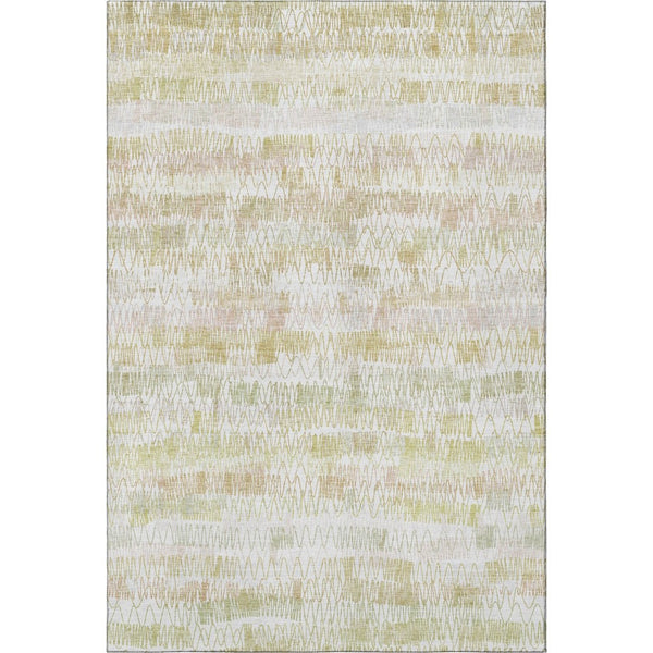 HomeRoots 10' Gold and Ivory Striped Washable Area Rug - Durable, UV-Protected, Stylish for Busy Homes 667563