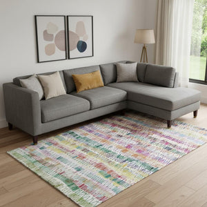 HomeRoots 9' X 12' Vibrant Striped Area Rug - Washable, UV Protected, Durable, Perfect for High-Traffic Spaces! 667568