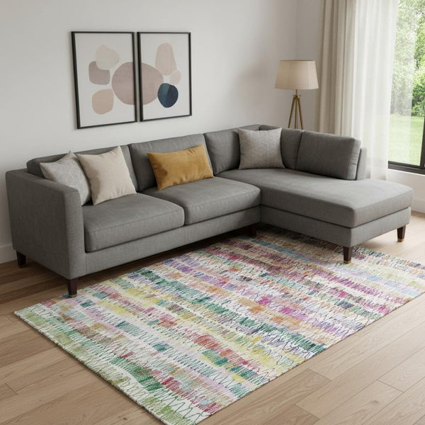 HomeRoots 9' X 12' Vibrant Striped Area Rug - Washable, UV Protected, Durable, Perfect for High-Traffic Spaces! 667568