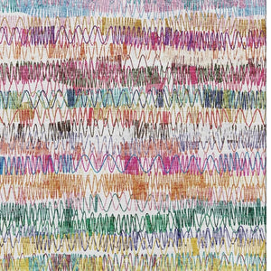 HomeRoots 10' Striped Area Rug in Green, Purple & Orange – Washable, UV-Protected, Pet & Kid-Friendly Design! 667569