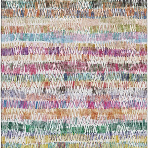 HomeRoots 10' Striped Area Rug in Green, Purple & Orange – Washable, UV-Protected, Pet & Kid-Friendly Design! 667569