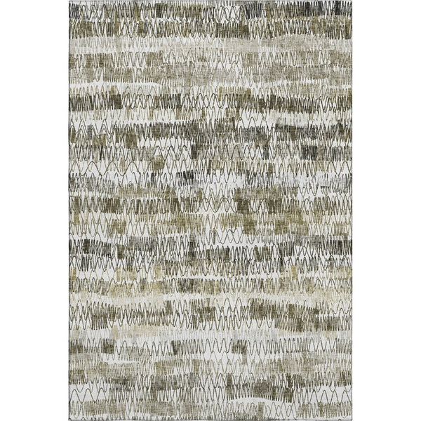 HomeRoots 5' Taupe Gray and Ivory Striped Washable Area Rug - Durable, UV-Protected, Perfect for Homes! 667571