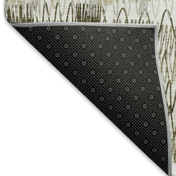 HomeRoots 5' Taupe Gray and Ivory Striped Washable Area Rug - Durable, UV-Protected, Perfect for Homes! 667571