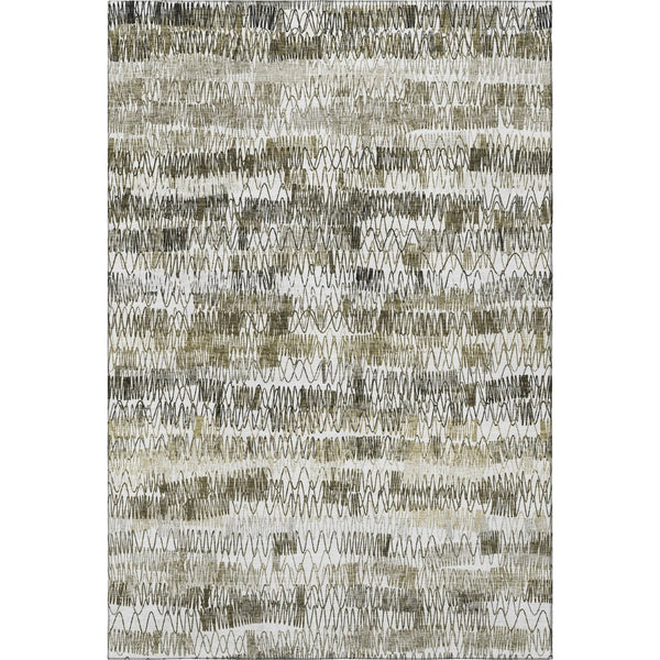 HomeRoots 5' Taupe Gray and Ivory Striped Washable Area Rug - Durable, UV-Protected, Perfect for Homes! 667571