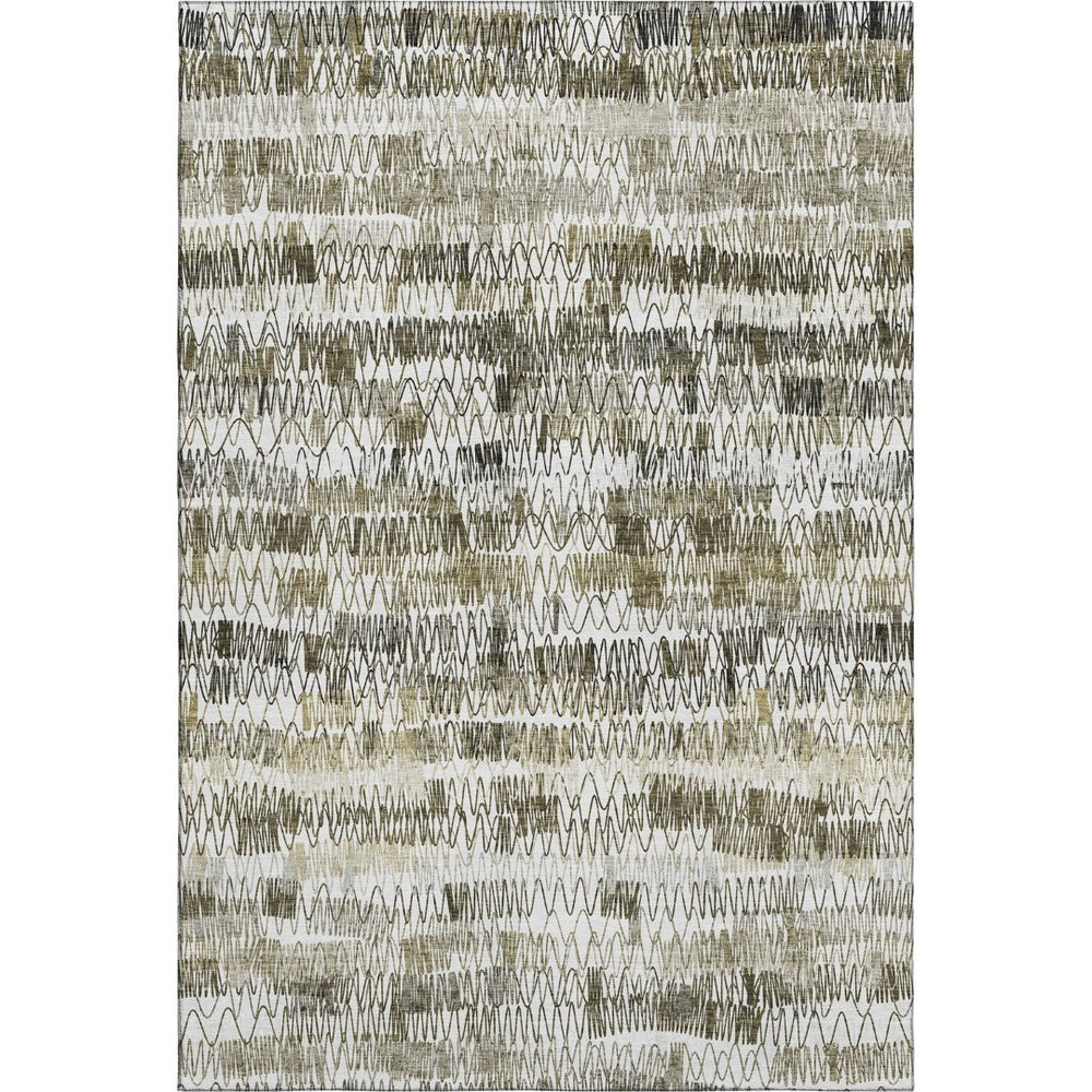 HomeRoots 8' x 10' Taupe Gray & Ivory Striped Washable Area Rug - Durable, Stain-Resistant & UV Protected Design 667573