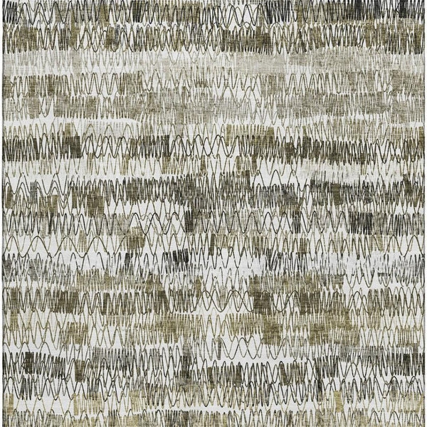 HomeRoots 8' x 10' Taupe Gray & Ivory Striped Washable Area Rug - Durable, Stain-Resistant & UV Protected Design 667573