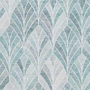 HomeRoots 5' X 8' Aqua & Ivory Geometric Area Rug - Durable, Washable, UV-Protected for Modern Spaces 667577