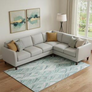 HomeRoots 10' Aqua and Ivory Geometric Area Rug - Washable, UV-Protected, Stain-Resistant for Active Homes 667581