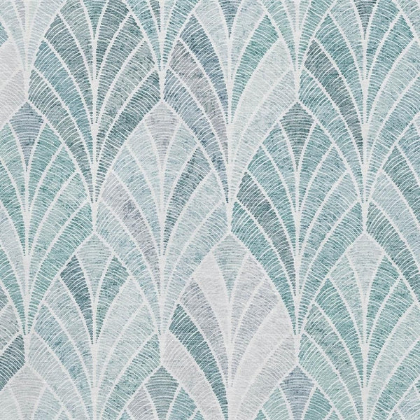 HomeRoots 10' Aqua and Ivory Geometric Area Rug - Washable, UV-Protected, Stain-Resistant for Active Homes 667581