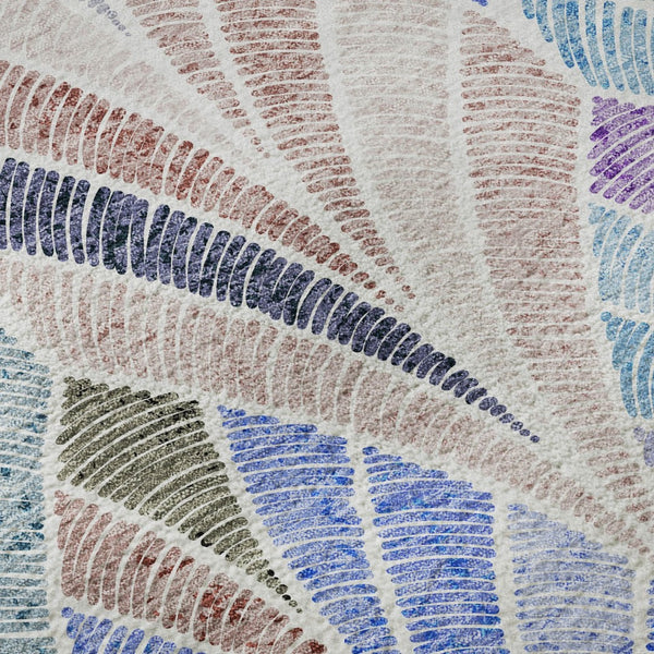 HomeRoots 5' X 8' Geometric Area Rug in Blue, Brown & Blush - Washable, UV-Protected & Kid-Friendly Design 667583