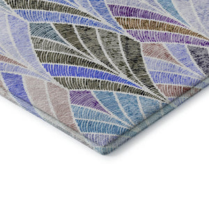 HomeRoots 8' Washable Blue, Brown, and Blush Geometric Round Rug with UV Protection for Modern Homes 667584