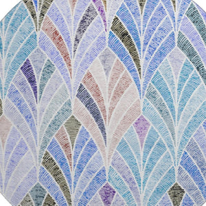 HomeRoots 8' Washable Blue, Brown, and Blush Geometric Round Rug with UV Protection for Modern Homes 667584