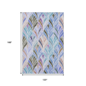 HomeRoots 10' Blue, Brown & Blush Geometric Washable Area Rug - UV Protected, Stain Resistant, Durable Design! 667587