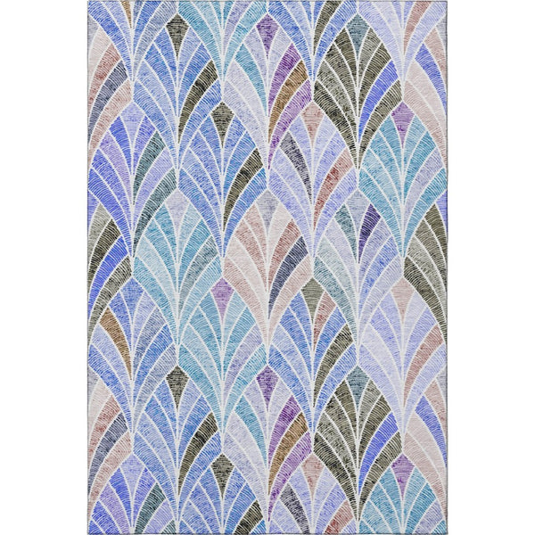 HomeRoots 10' Blue, Brown & Blush Geometric Washable Area Rug - UV Protected, Stain Resistant, Durable Design! 667587