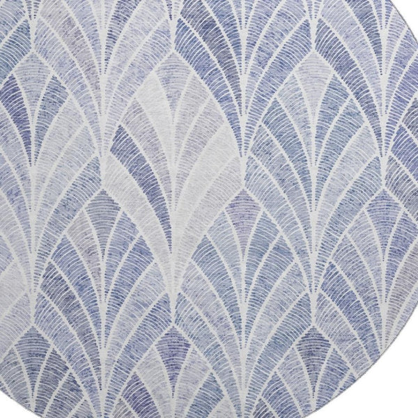 HomeRoots 8' Denim Blue Geometric Round Rug – Stylish, Durable, Stain Resistant with UV Protection for Homes 667590