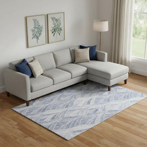 HomeRoots 9' X 12' Denim Blue & Ivory Geometric Washable Area Rug - Stain Resistant, UV Protected & Stylish! 667592
