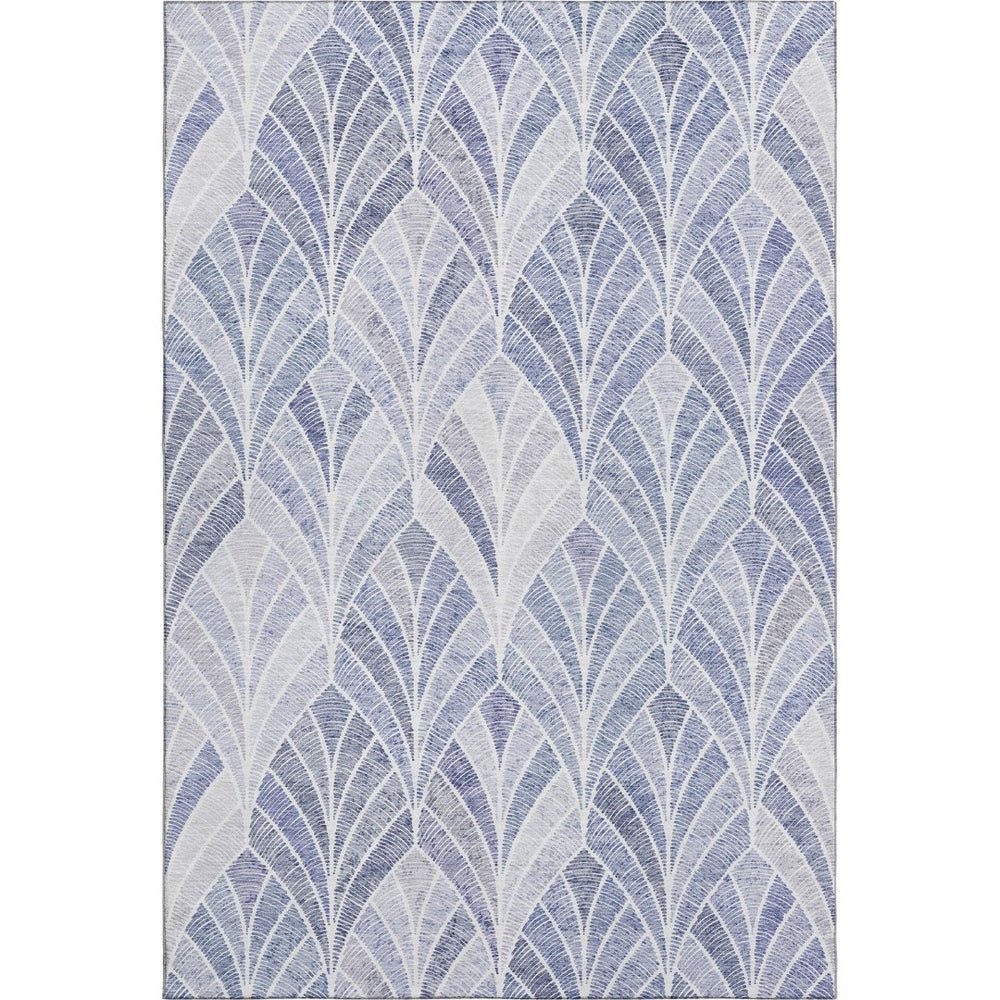 HomeRoots 9' X 12' Denim Blue & Ivory Geometric Washable Area Rug - Stain Resistant, UV Protected & Stylish! 667592