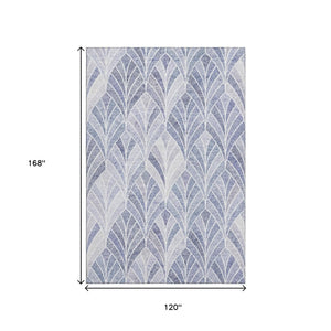 HomeRoots 10' Denim Blue & Ivory Geometric Area Rug - UV Protected, Washable, Durable for High-Traffic Spaces 667593