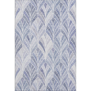 HomeRoots 10' Denim Blue & Ivory Geometric Area Rug - UV Protected, Washable, Durable for High-Traffic Spaces 667593