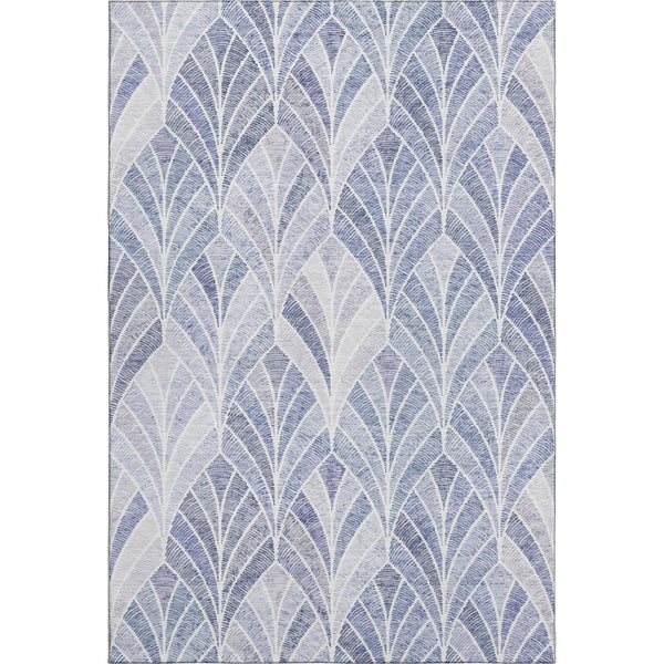 HomeRoots 10' Denim Blue & Ivory Geometric Area Rug - UV Protected, Washable, Durable for High-Traffic Spaces 667593