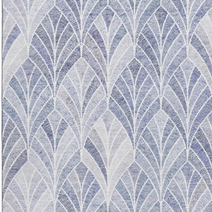 HomeRoots 10' Denim Blue & Ivory Geometric Area Rug - UV Protected, Washable, Durable for High-Traffic Spaces 667593