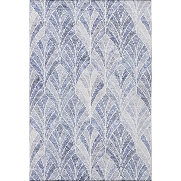 HomeRoots 10' Denim Blue & Ivory Geometric Area Rug - UV Protected, Washable, Durable for High-Traffic Spaces 667593