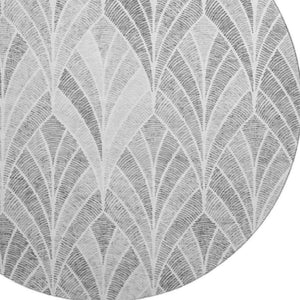 HomeRoots 8' Gray and Ivory Geometric Washable Round Rug - Stylish, Durable, and UV-Protected for Every Home 667596