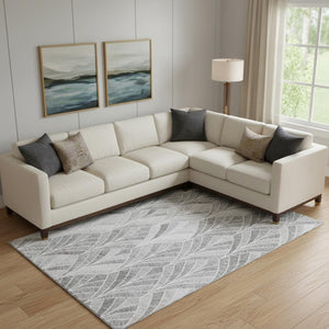 HomeRoots 9' X 12' Gray And Ivory Geometric Washable Area Rug - Modern, UV-Protected, Perfect for Busy Homes! 667598