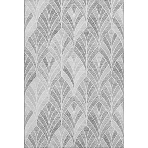 HomeRoots 9' X 12' Gray And Ivory Geometric Washable Area Rug - Modern, UV-Protected, Perfect for Busy Homes! 667598