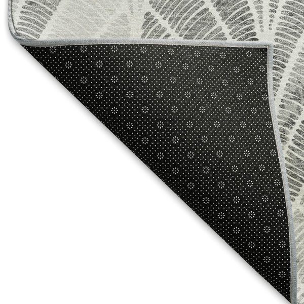 HomeRoots 9' X 12' Gray And Ivory Geometric Washable Area Rug - Modern, UV-Protected, Perfect for Busy Homes! 667598
