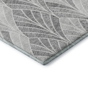 HomeRoots 9' X 12' Gray And Ivory Geometric Washable Area Rug - Modern, UV-Protected, Perfect for Busy Homes! 667598