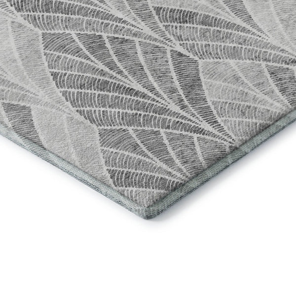 HomeRoots 9' X 12' Gray And Ivory Geometric Washable Area Rug - Modern, UV-Protected, Perfect for Busy Homes! 667598