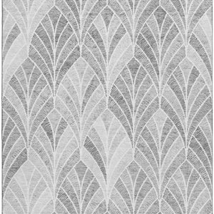 HomeRoots 9' X 12' Gray And Ivory Geometric Washable Area Rug - Modern, UV-Protected, Perfect for Busy Homes! 667598