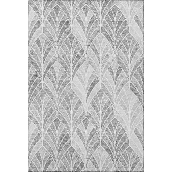 HomeRoots 9' X 12' Gray And Ivory Geometric Washable Area Rug - Modern, UV-Protected, Perfect for Busy Homes! 667598