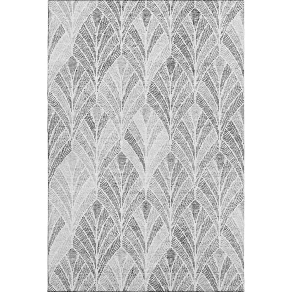 HomeRoots 10' Gray & Ivory Geometric Washable Area Rug - Durable, Stain-Resistant, UV-Protected for High-Traffic Homes 667599