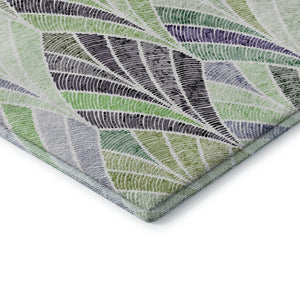 HomeRoots 8' Stylish Green, Purple & Ivory Geometric Washable Round Rug with UV Protection for Any Room 667602