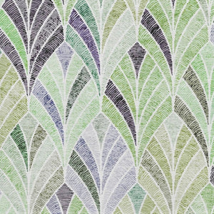 HomeRoots 8' X 10' Geometric Washable Area Rug - Bold Green, Purple & Ivory Design with UV Protection & Stain Resistance 667603