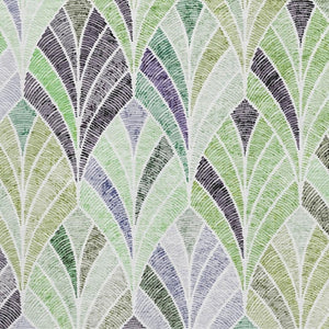 HomeRoots 10' Geometric Washable Area Rug in Green, Purple & Ivory - UV Protected, Pet-Friendly, Easy Care 667605