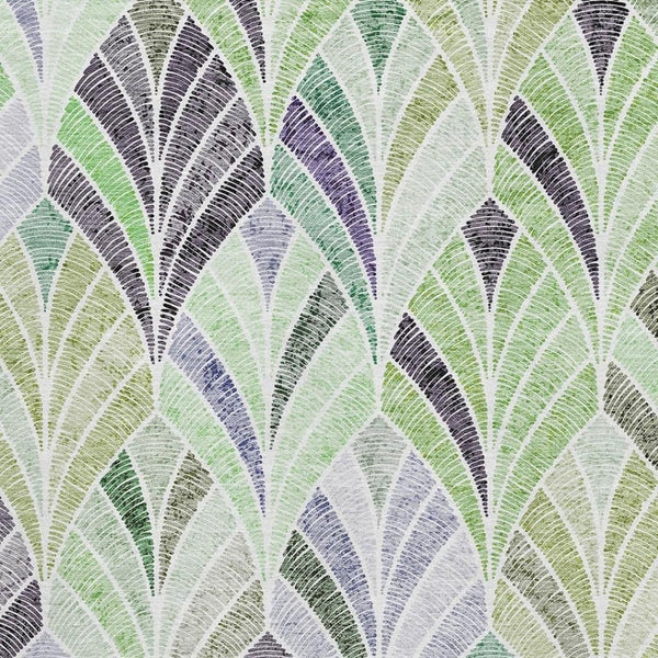 HomeRoots 10' Geometric Washable Area Rug in Green, Purple & Ivory - UV Protected, Pet-Friendly, Easy Care 667605