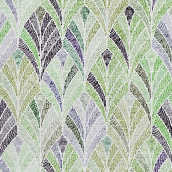 HomeRoots 10' Geometric Washable Area Rug in Green, Purple & Ivory - UV Protected, Pet-Friendly, Easy Care 667605